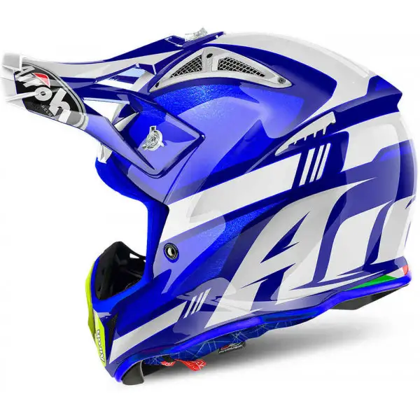 Casco cross Airoh Aviator 2.2 Cairoli Ottobiano in fibra Blu Lucido