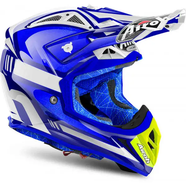 Casco cross Airoh Aviator 2.2 Cairoli Ottobiano in fibra Blu Lucido