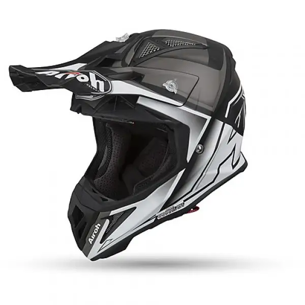 Casco cross Airoh Aviator 2.2 Check in fibra Bianco Opaco