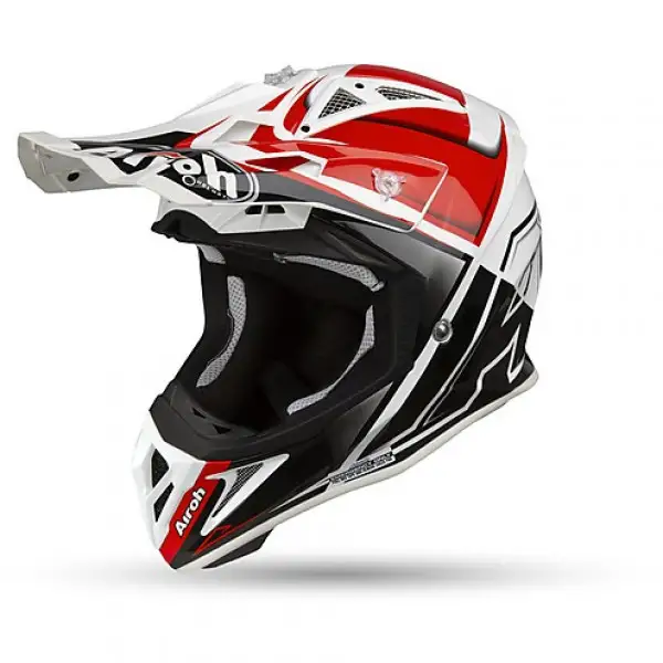 Casco cross Airoh Aviator 2.2 Check in fibra Rosso Lucido