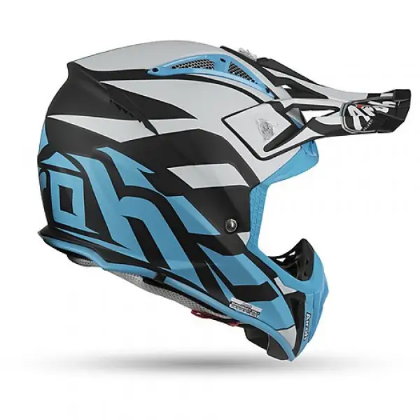 Casco cross Airoh Aviator 2.3 AMS2 Great in fibra Azzurro Opaco