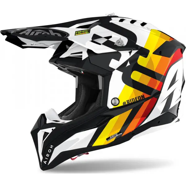 Casco cross Airoh Aviator 3 Rainbow in carbonio Bianco lucido
