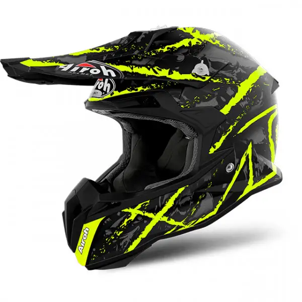 Casco cross Airoh Terminator Open Vision Carnage in fibra giallo opaco