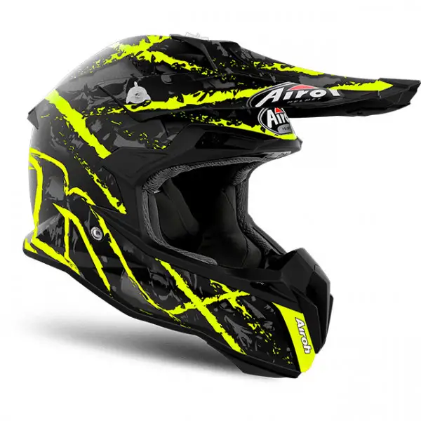 Casco cross Airoh Terminator Open Vision Carnage in fibra giallo opaco