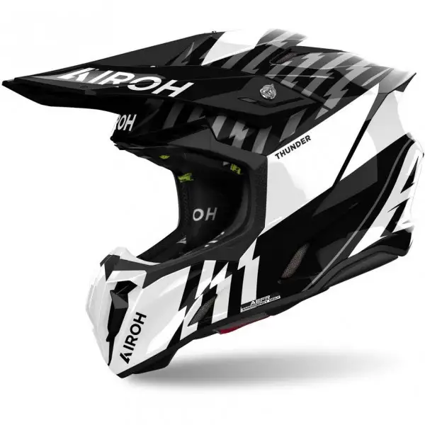 Casco cross Airoh TWIST 3 THUNDER Nero Bianco lucido