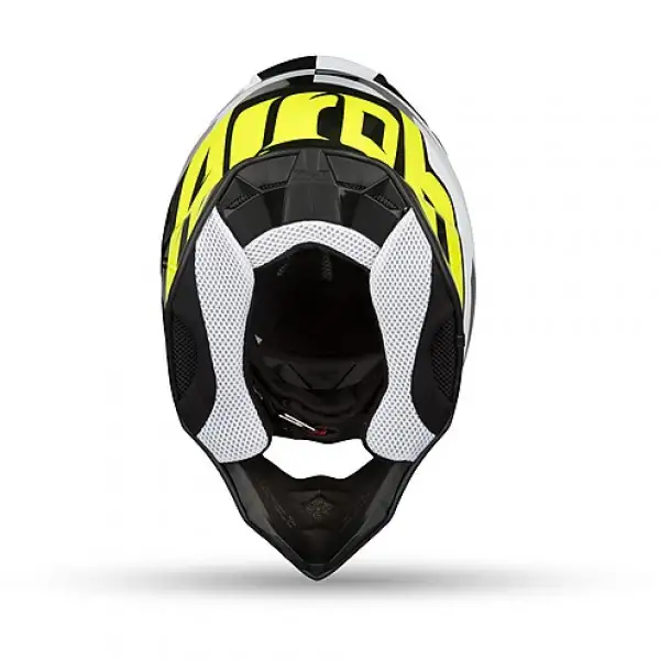 Casco cross Airoh Twist Racr Nero Bianco Giallo Lucido