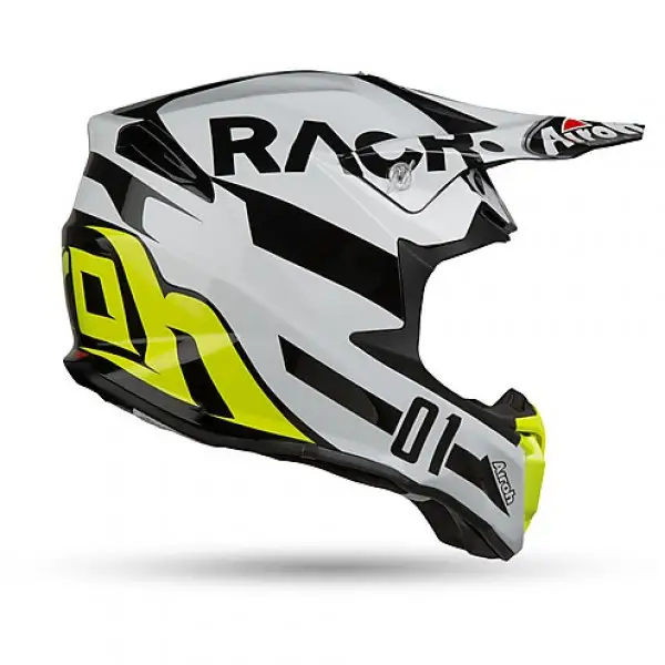 Casco cross Airoh Twist Racr Nero Bianco Giallo Lucido