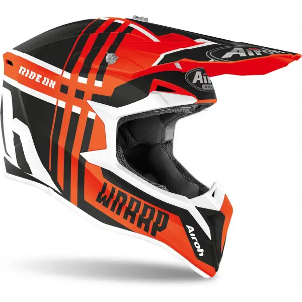 Casco cross Airoh Wraap Broken Arancio