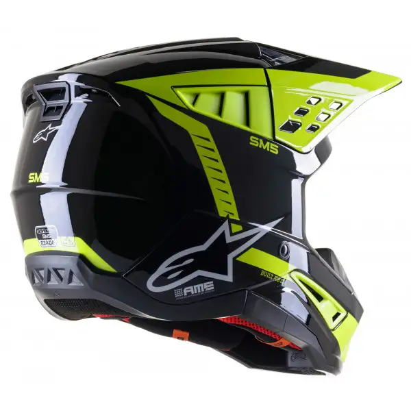 Casco cross Alpinestars S-M5 BEAM Nero Antracite Giallo Fluo lucido