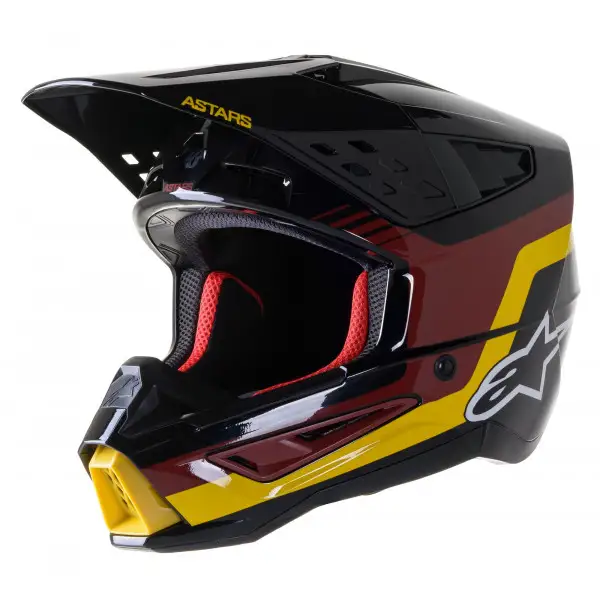 Casco cross Alpinestars S-M5 VENTURE Nero Bordeaux Giallo Lucido