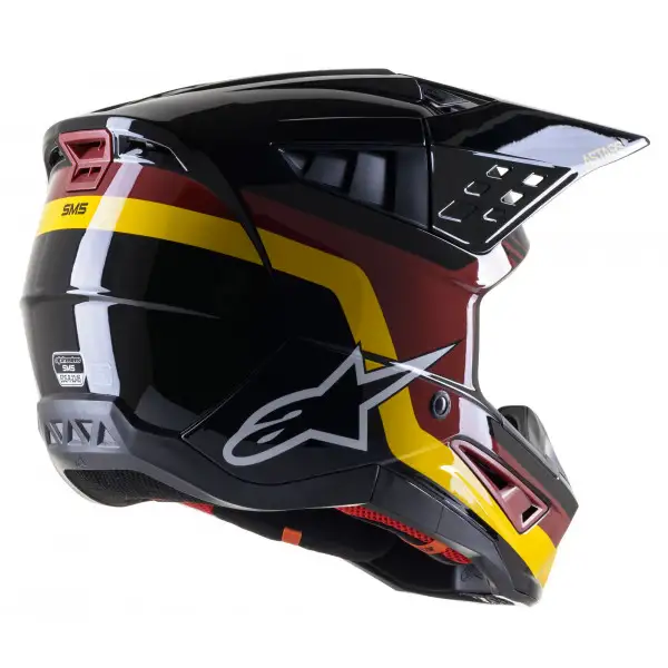 Casco cross Alpinestars S-M5 VENTURE Nero Bordeaux Giallo Lucido