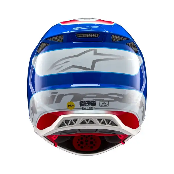 Casco cross Alpinestars SUPERTECH S-M10 AEON HELMET ECE 22.06 Rosso brillante Blu Lucido