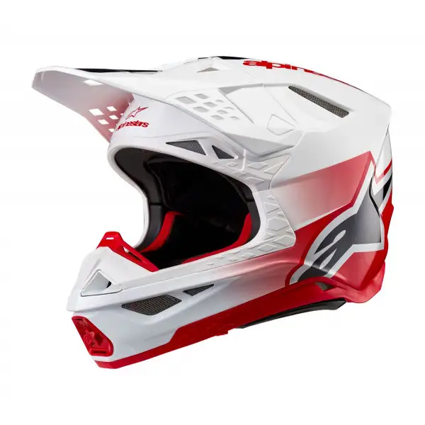 Casco cross Alpinestars SUPERTECH S-M10 UNITE HELMET ECE 22.06 Rosso Bianco Lucido
