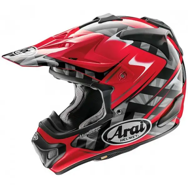 Casco cross Arai MX-V Scoop in fibra Rosso Nero Grigio