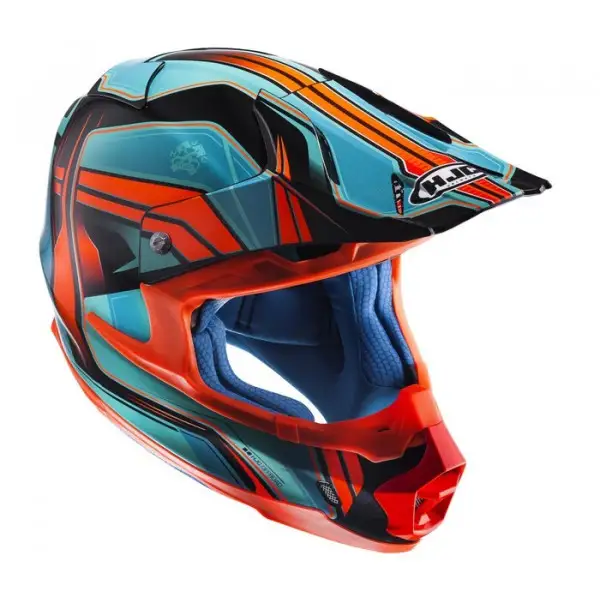 Casco cross FX-cross Piston MC4 azzurro arancio