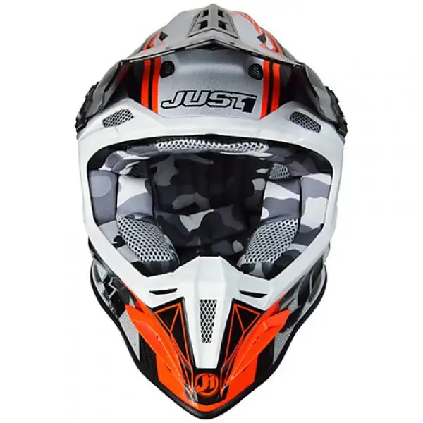 Casco cross Just1 J12 Dominator in carbonio bianco rosso