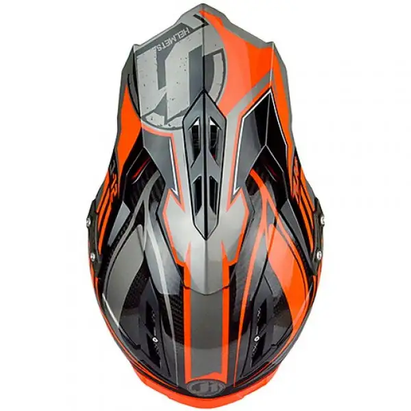 Casco cross Just1 J12 Flame in carbonio nero arancio