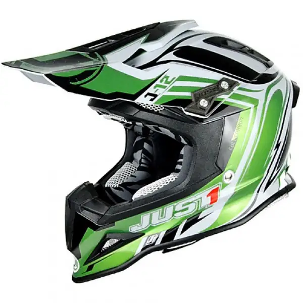 Casco cross Just1 J12 Flame in carbonio verde nero