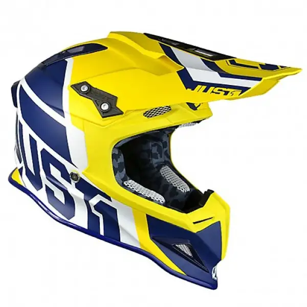 Casco cross Just1 J12 Unit in carbonio Blu Giallo