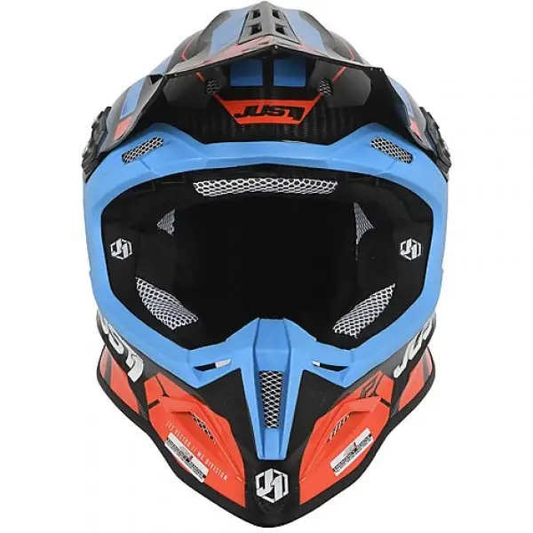 Casco cross Just1 J12 Vector in carbonio Arancio Blu Carbon