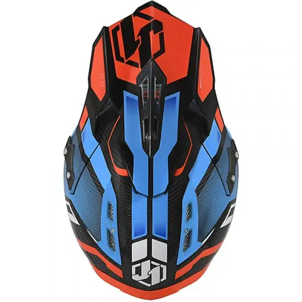 Casco cross Just1 J12 Vector in carbonio Arancio Blu Carbon