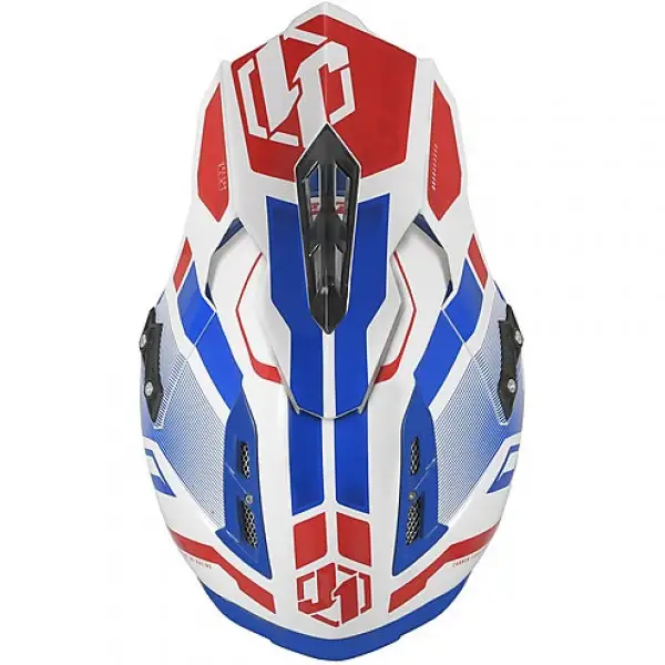 Casco cross Just1 J12 Vector in carbonio Rosso Blu Bianco