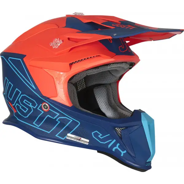 Casco cross Just1 J18 Mips Vertigo in fibra Blu Bianco Arancione fluo