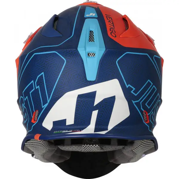 Casco cross Just1 J18 Mips Vertigo in fibra Blu Bianco Arancione fluo