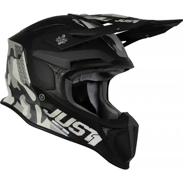 Casco cross Just1 J18 Pulsar in fibra Camo Nero Opaco