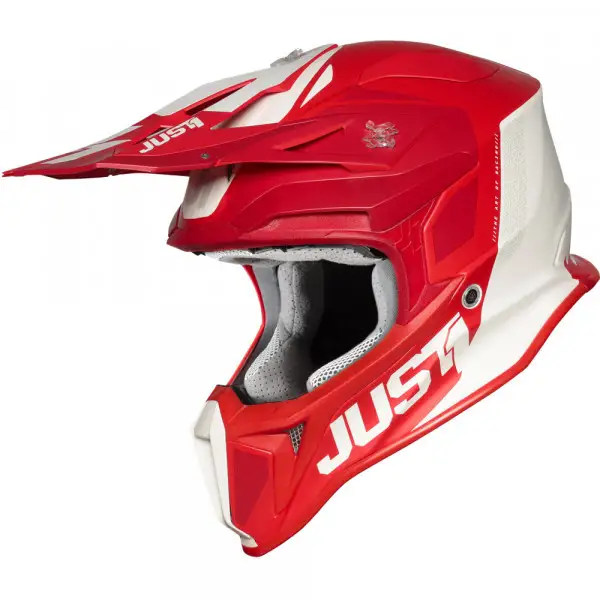 Casco cross Just1 J18 Pulsar in fibra Rosso Bianco Opaco