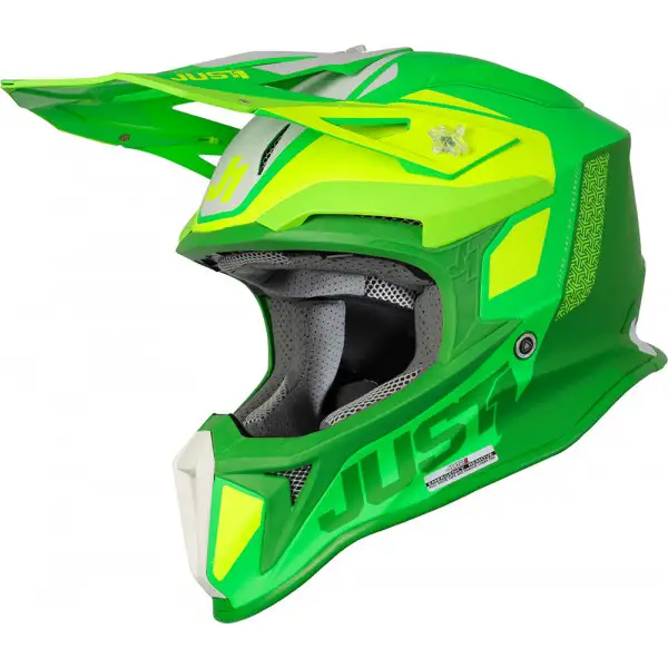 Casco cross Just1 J18 Pulsar in fibra Verde Lime fluo Opaco