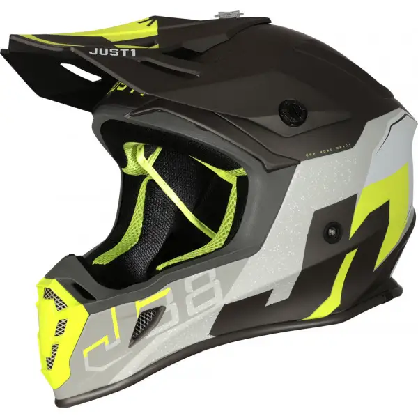 Casco cross JUST1 J38 KORNER Giallo Fluo Titanio