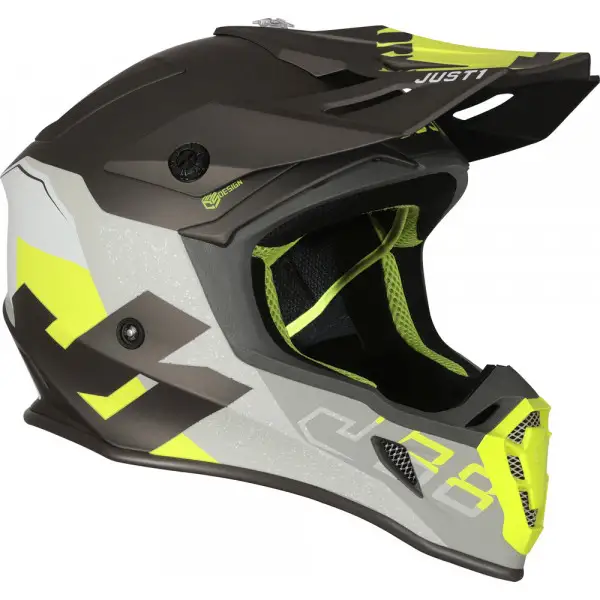 Casco cross JUST1 J38 KORNER Giallo Fluo Titanio