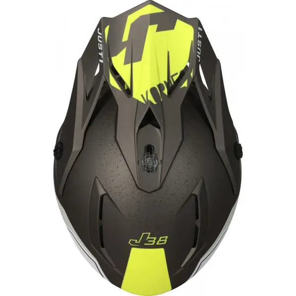 Casco cross JUST1 J38 KORNER Giallo Fluo Titanio