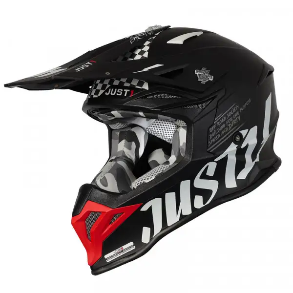 Casco cross Just1 J39 Rock Rosso Bianco Nero Opaco