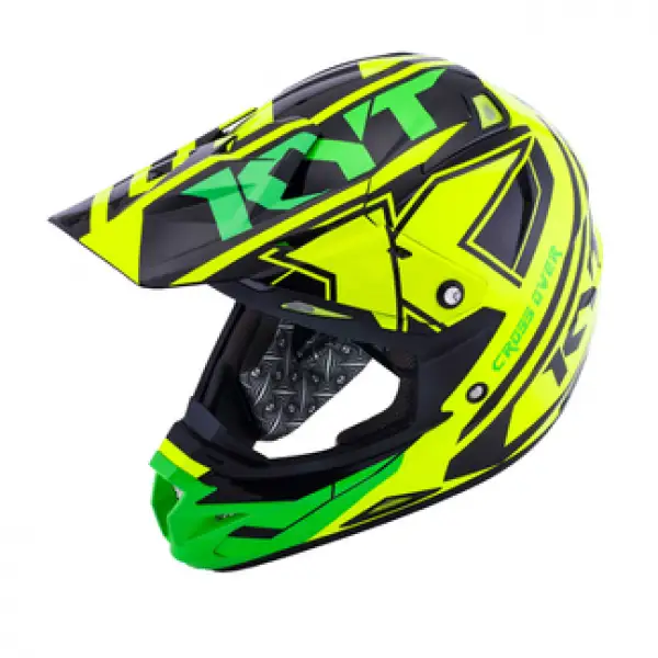 Casco cross KYT Cross Over Ktime giallo verde fluo