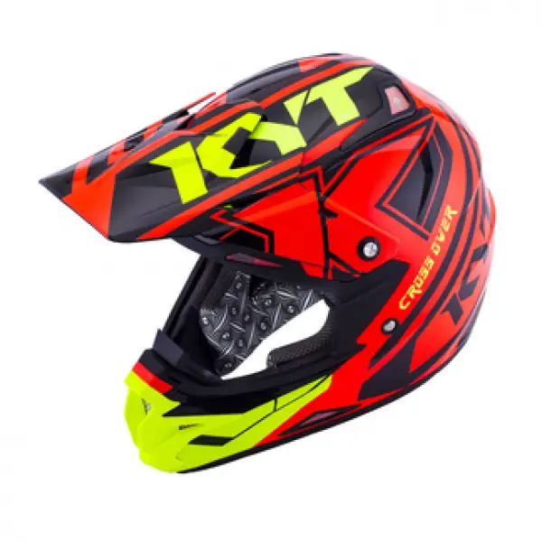 Casco cross KYT Cross Over Ktime rosso giallo fluo