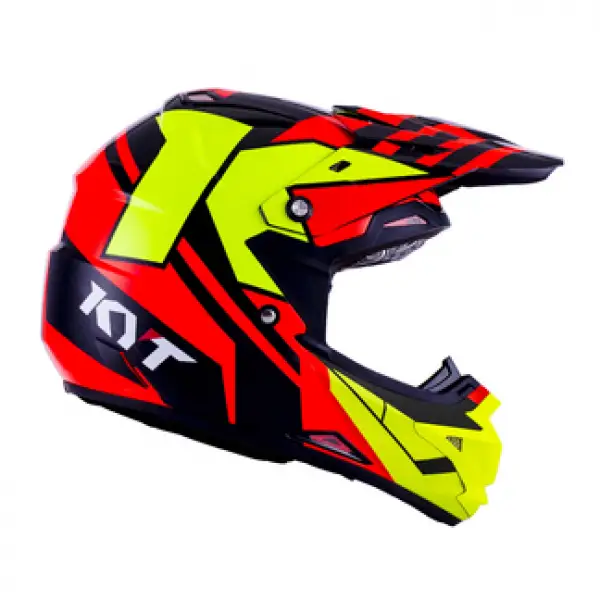 Casco cross KYT Cross Over Ktime rosso giallo fluo