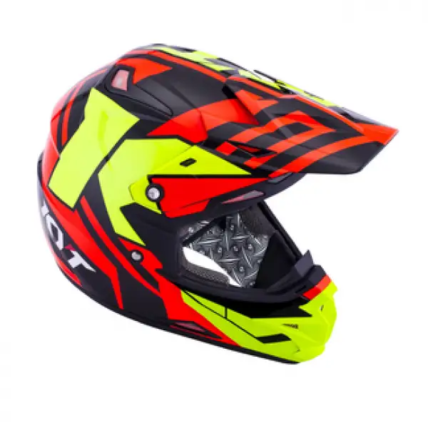 Casco cross KYT Cross Over Ktime rosso giallo fluo