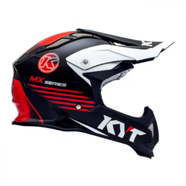 Casco cross KYT Strike Eagle K-MX in fibra nero rosso