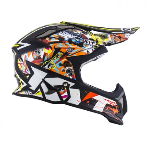 Casco cross KYT Strike Eagle New York in fibra giallo fluo