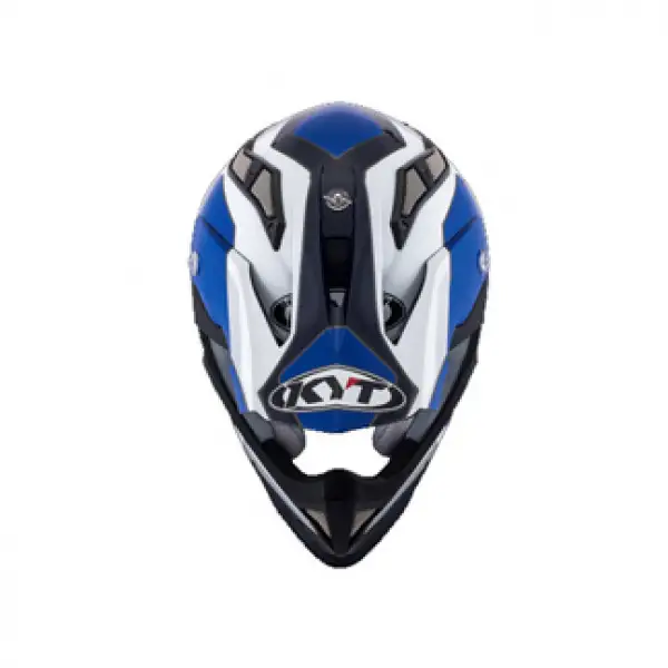 Casco cross KYT Strike Eagle Wings in fibra bianco blu