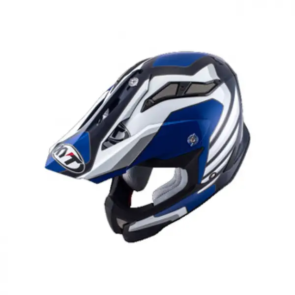 Casco cross KYT Strike Eagle Wings in fibra bianco blu