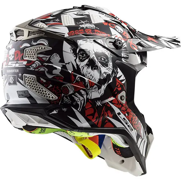 Casco cross LS2 MX470 SUBVERTER VOODOO Nero Bianco Rosso