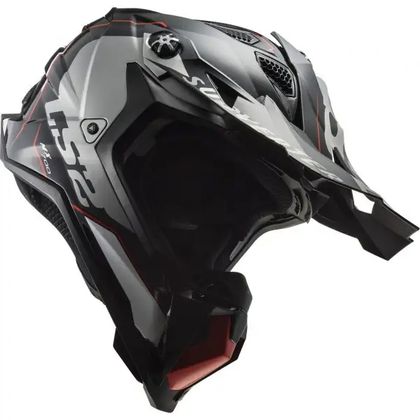 Casco Cross LS2 MX700 SUBVERTER ARCHED Argento Titanio ECE 22-06