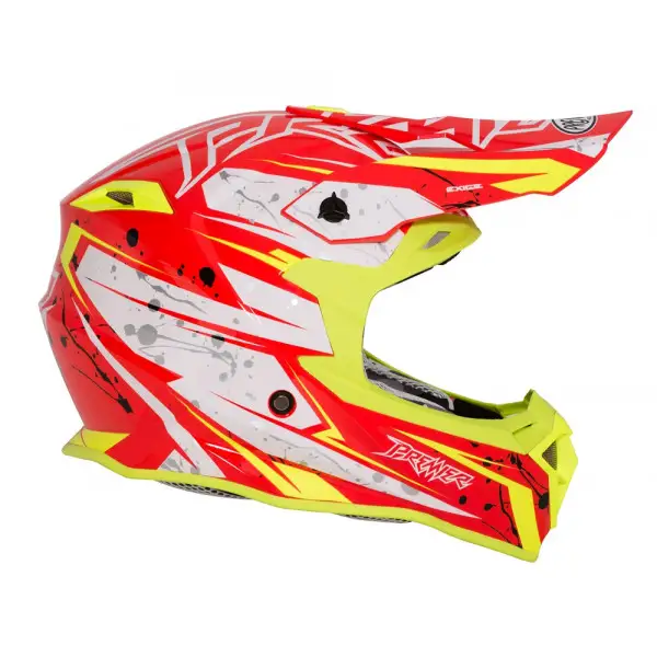 Casco cross Premier EXIGE QX2 Bianco Rosso Giallo