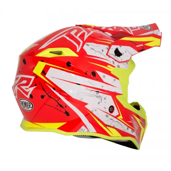 Casco cross Premier EXIGE QX2 Bianco Rosso Giallo