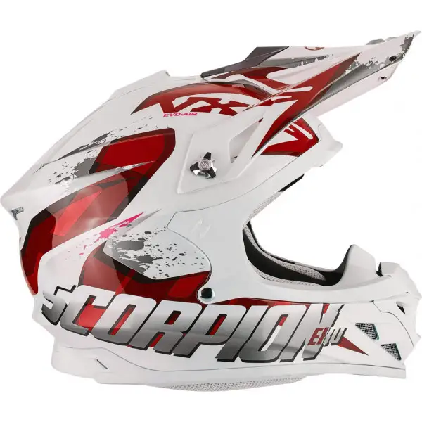 Casco cross Scorpion VX 15 EVO AIR DEFENDER Bianco Rosso