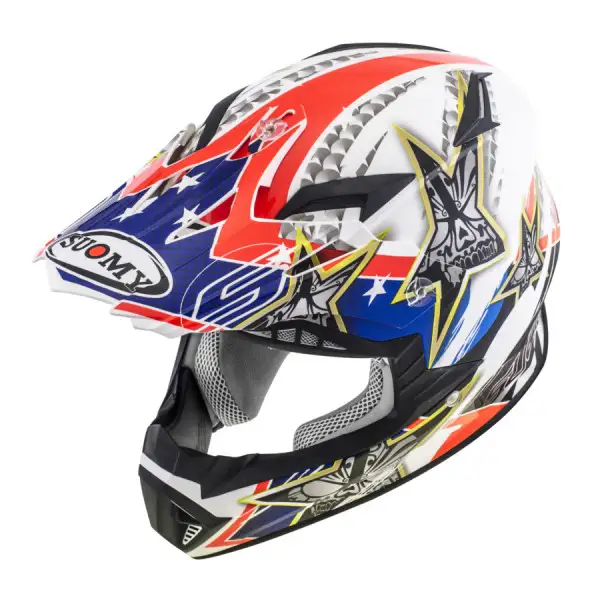 Casco cross Suomy Rumble Tex bianco rosso blu