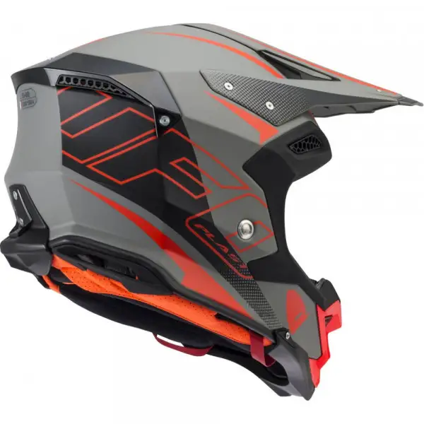 Casco cross UFO Diamond in fibra Nero opaco Arancio